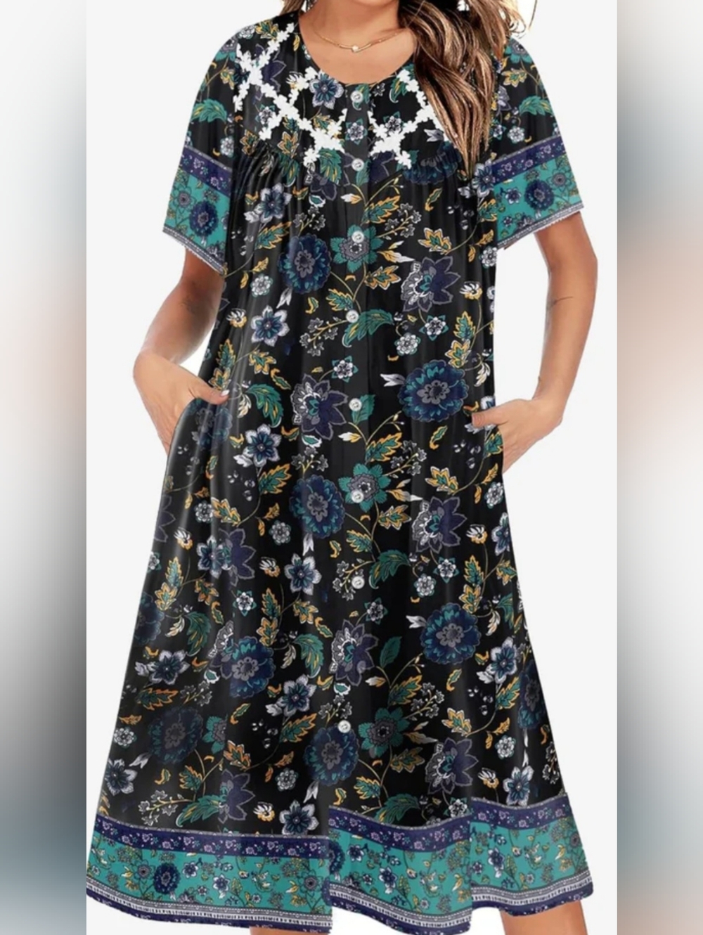 Ekouaer Button Down Nightgown Housecoat with pockets Size 4XL